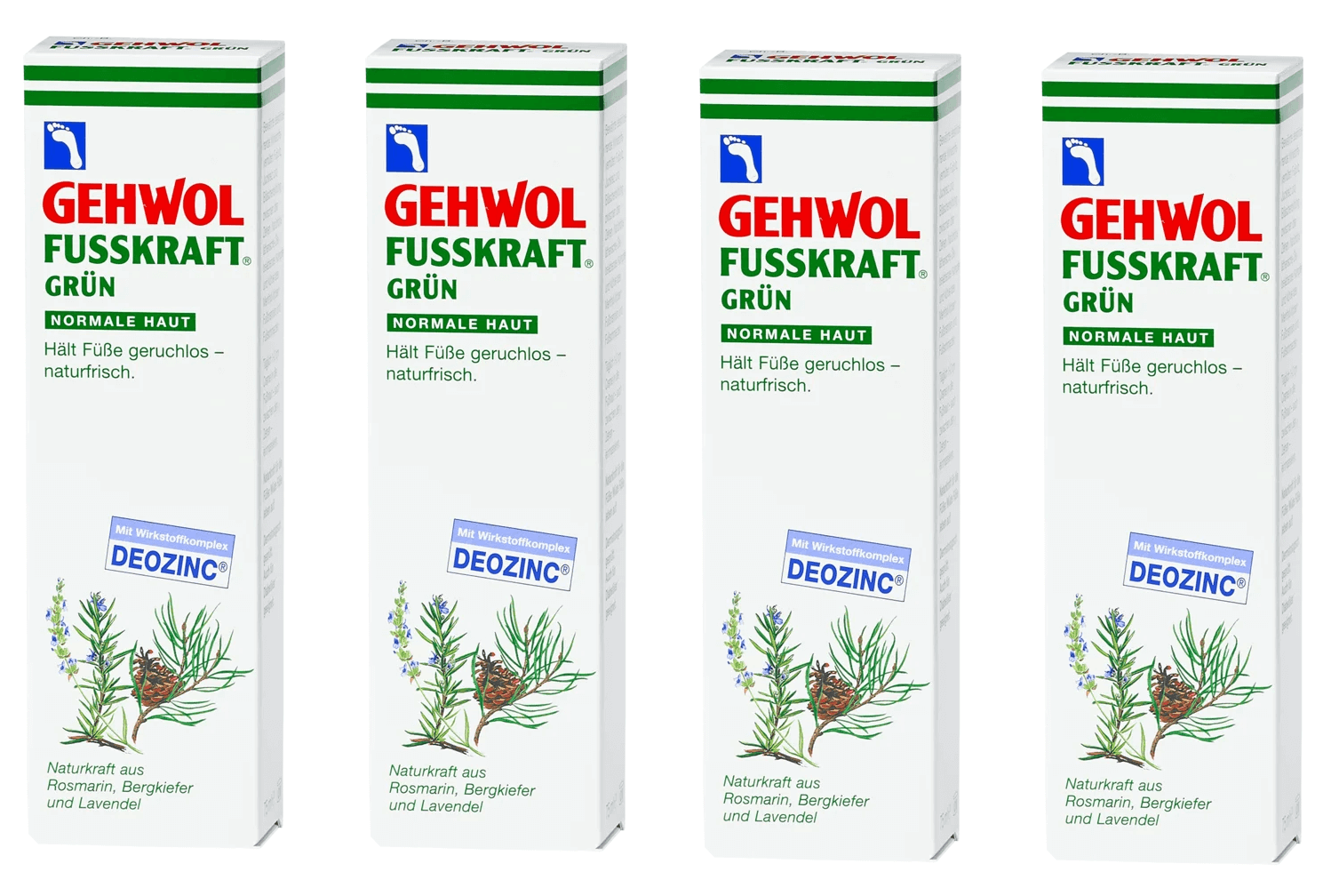 Gehwol Fusskraft Grøn - Få lugtfrie, friske fødder og normaliser sveddannelsen fra fødder - 250 ml i 4x125 ml